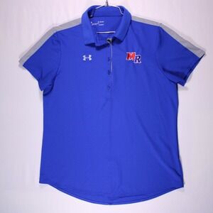 Under Armour Shirt Womens Size XL Blue MR‎ Heat Gear Baseball Softball Polo